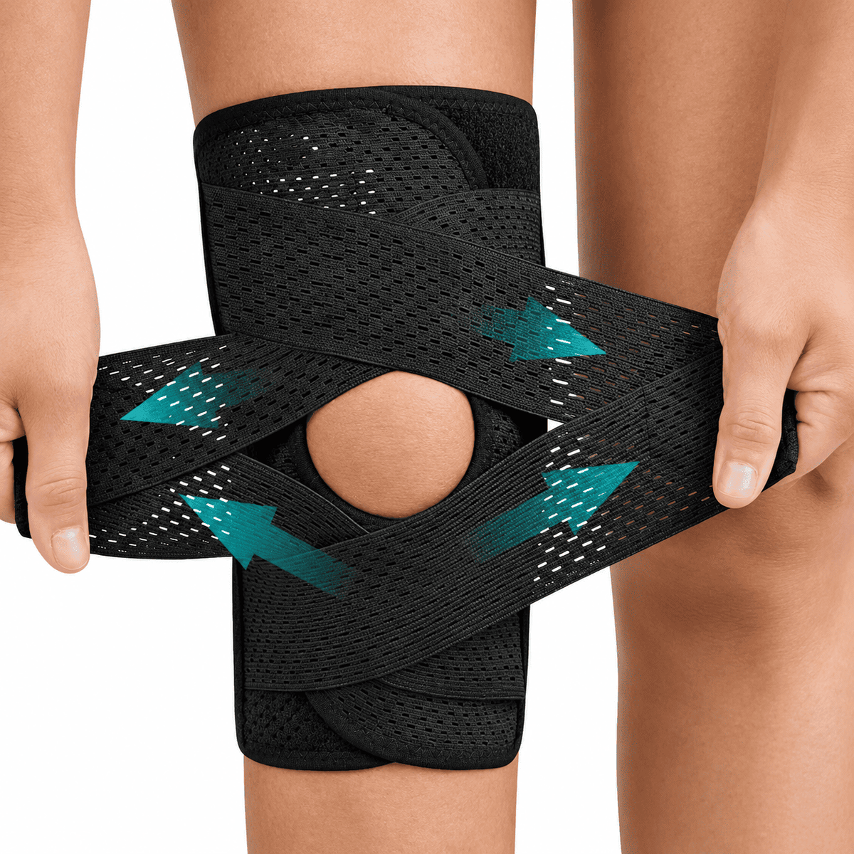Kit Joelheira Ortopédica de Compressão Respirável MySteps StableKnee® com Hastes Metálicas Laterais para Estabilização, Firmeza e Alívio de Dores nos Joelhos