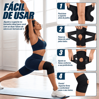 Kit Joelheira Ortopédica de Compressão Respirável MySteps StableKnee® com Hastes Metálicas Laterais para Estabilização, Firmeza e Alívio de Dores nos Joelhos