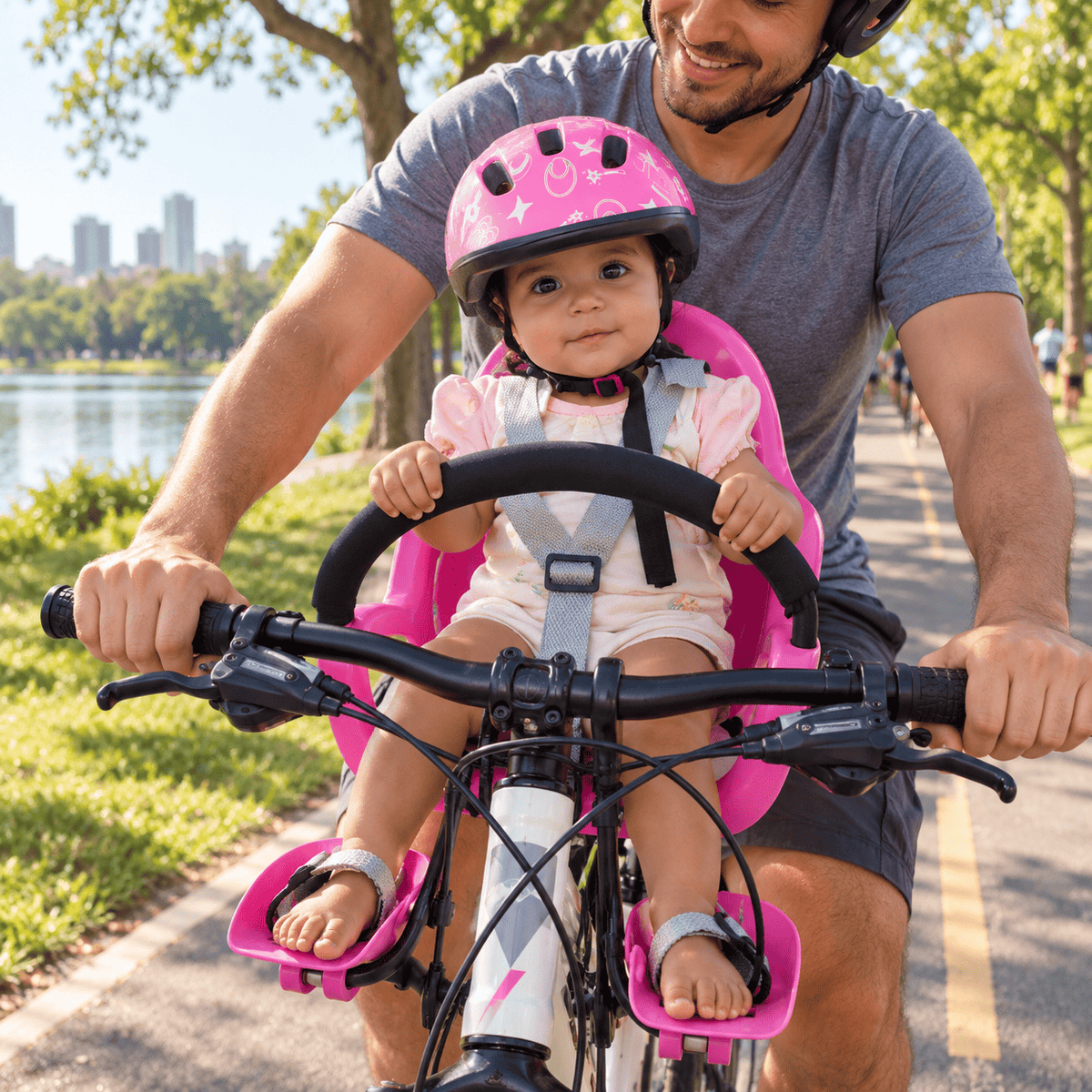 Kit de Cadeirinha Frontal Infantil Crianças de 1 a 4 anos para Bicicleta Bike Aro 29 MySteps KidSeat® Peso Máx 17 kg + Cinto, Manual e Certificado de Segurança