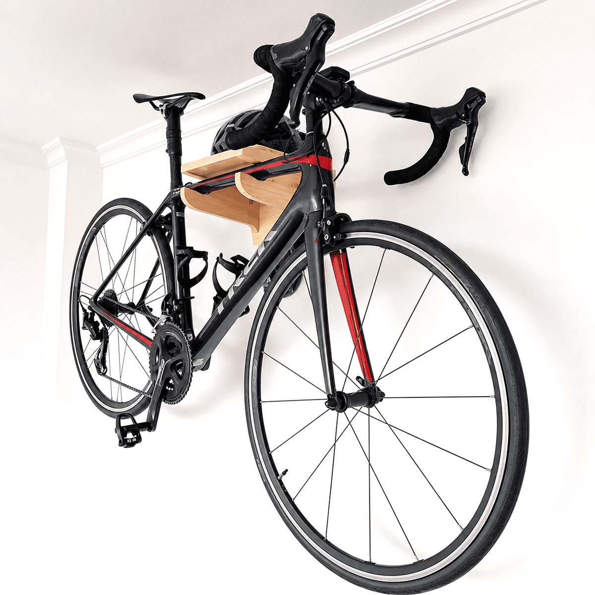 Kit de Suporte Rack de Parede para Bicicleta Bike 3 em 1 MySteps PedalStation® Opções MDF Cru ou Envernizado + Parafusos e Buchas de Instalação