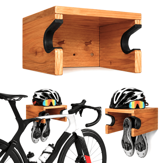 Kit de Suporte Rack de Parede para Bicicleta Bike 3 em 1 MySteps PedalStation® Opções MDF Cru ou Envernizado + Parafusos e Buchas de Instalação