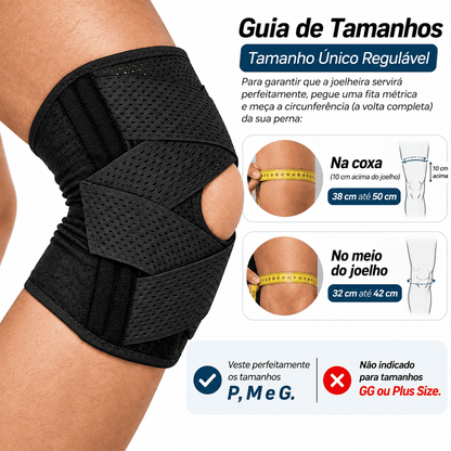 Kit Joelheira Ortopédica de Compressão Respirável MySteps StableKnee® com Hastes Metálicas Laterais para Estabilização, Firmeza e Alívio de Dores nos Joelhos