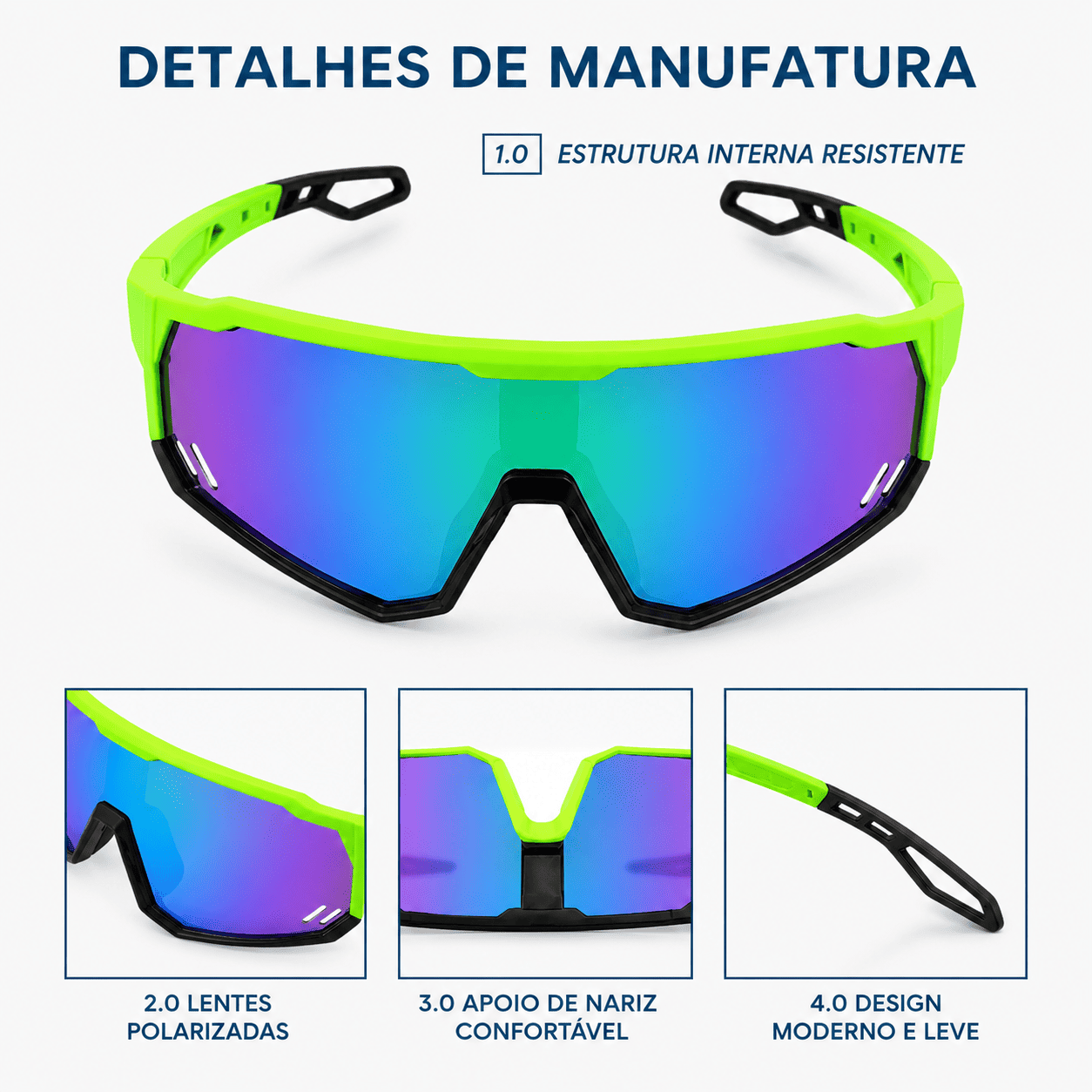 Óculos de Sol Esportivo e Polarizado MySteps AeroShield Pro Unissex com Antirreflexo e Proteção UV400