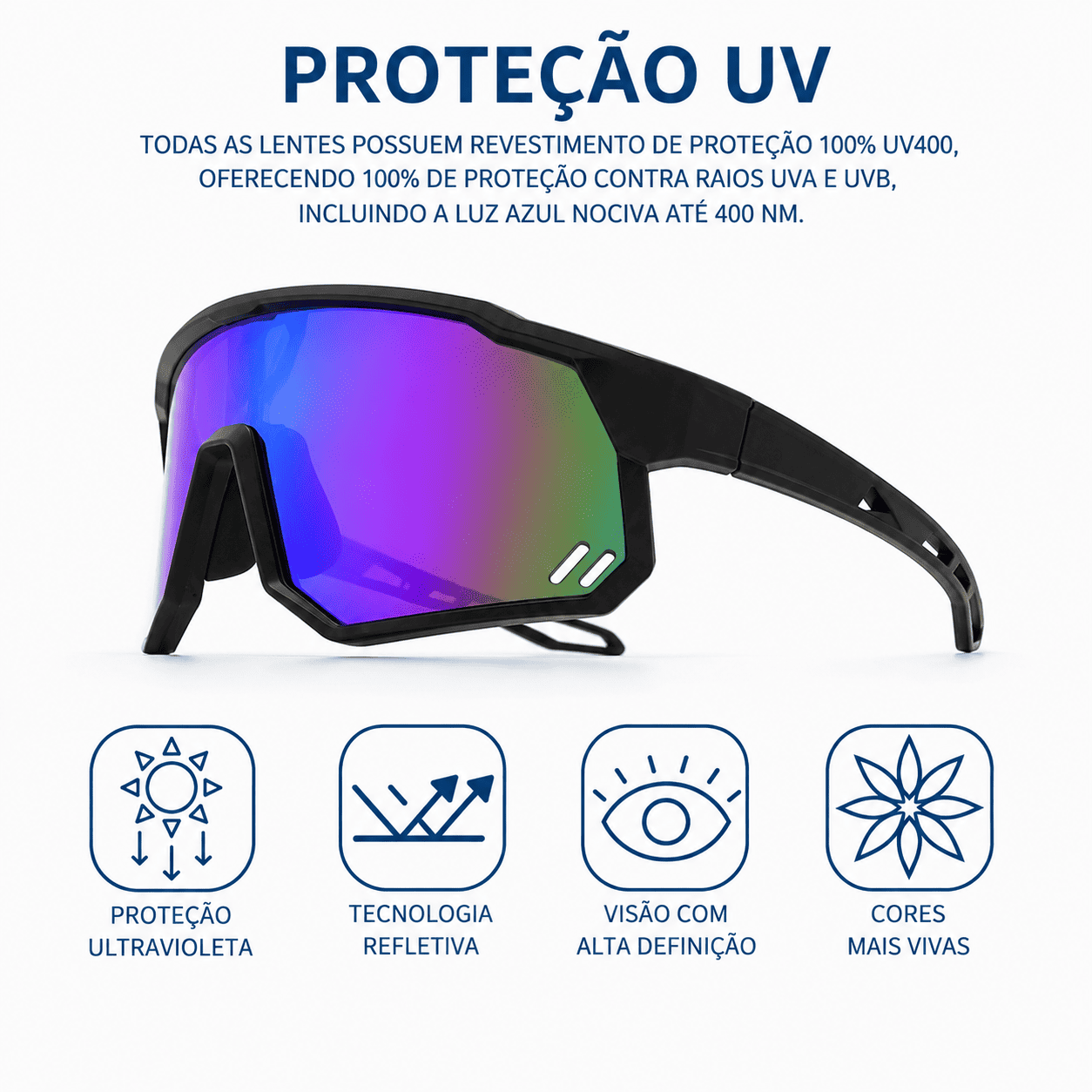Óculos de Sol Esportivo e Polarizado MySteps AeroShield Pro Unissex com Antirreflexo e Proteção UV400