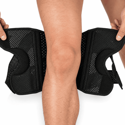 Kit Joelheira Ortopédica de Compressão Respirável MySteps StableKnee® com Hastes Metálicas Laterais para Estabilização, Firmeza e Alívio de Dores nos Joelhos