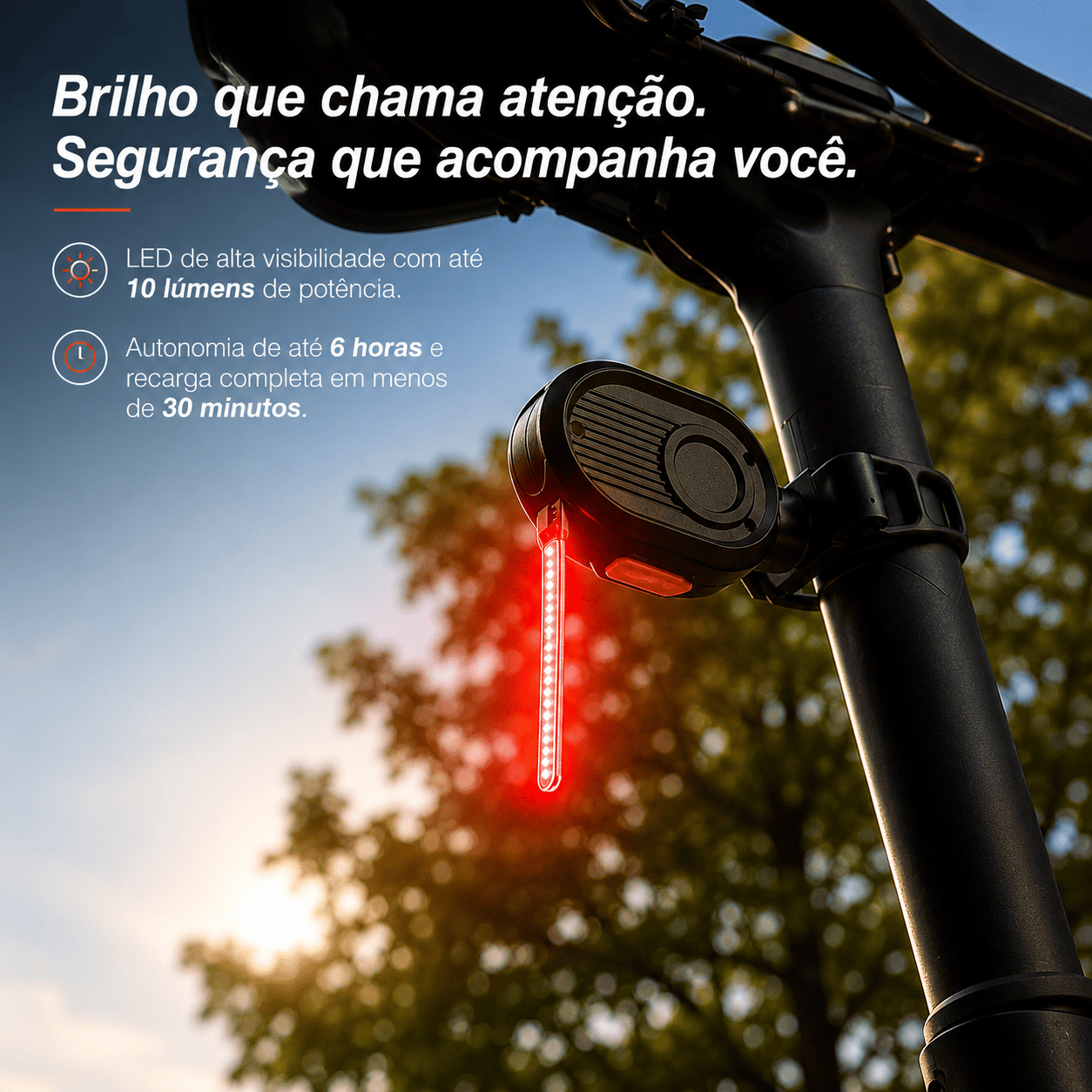 Kit 2x Sinalizadores Traseiros para Bicicleta com Efeito de Queda d'Água e Pulsante com Luz Forte MySteps FlowCascade