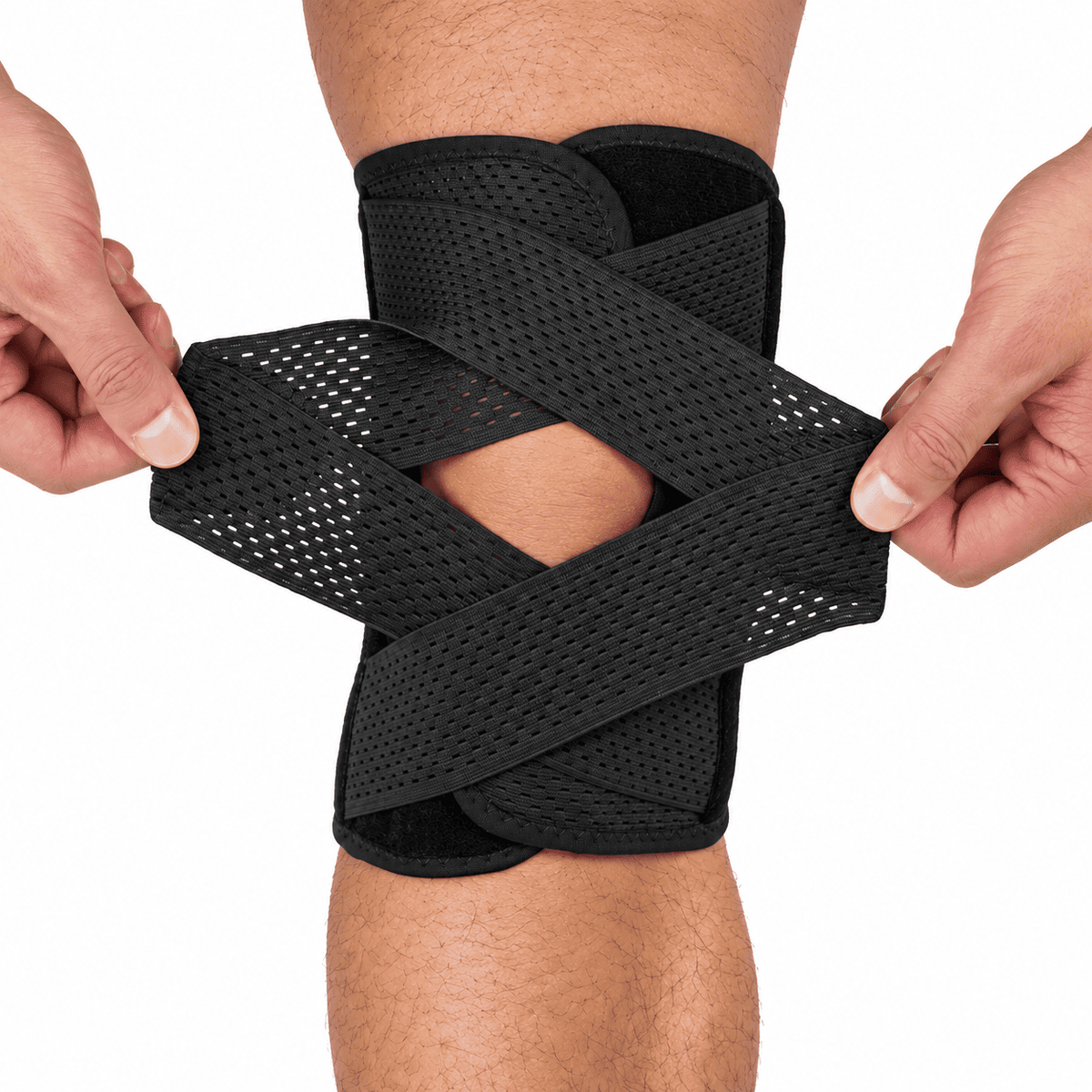 Kit Joelheira Ortopédica de Compressão Respirável MySteps StableKnee® com Hastes Metálicas Laterais para Estabilização, Firmeza e Alívio de Dores nos Joelhos