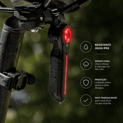 Sinalizador Traseiro para Bicicleta MySteps DualFlow Pro com Sensor de Freio Inteligente e Duplo LED Efeito Queda d'Água