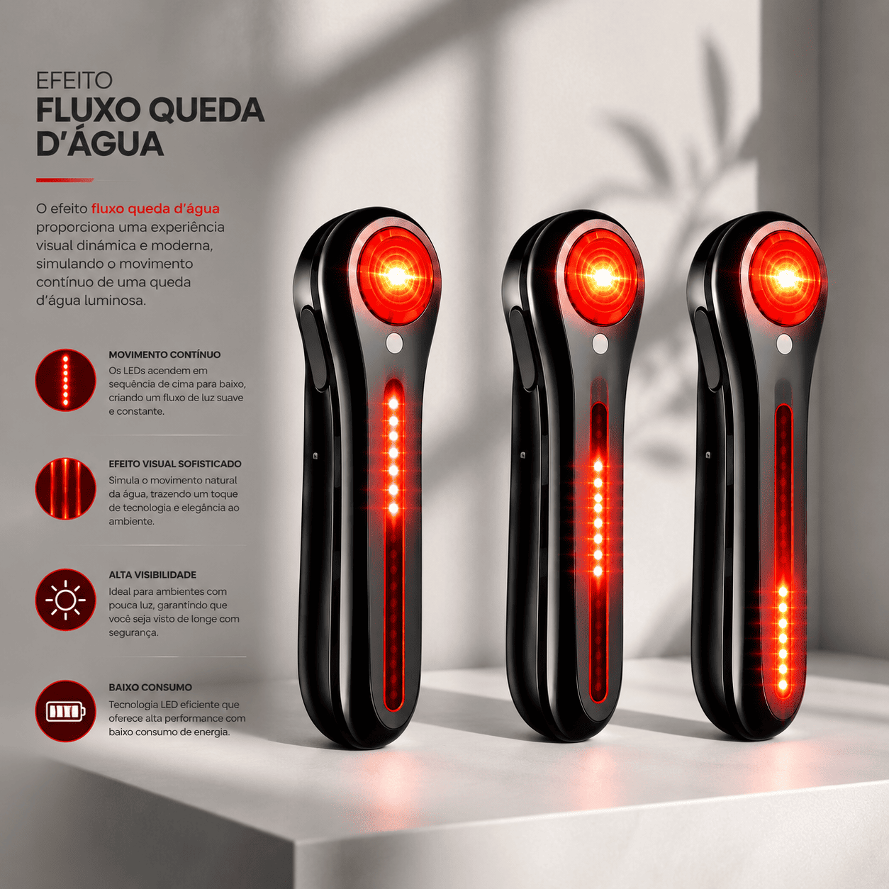 Sinalizador Traseiro para Bicicleta MySteps DualFlow Pro com Sensor de Freio Inteligente e Duplo LED Efeito Queda d'Água