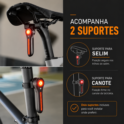 Sinalizador Traseiro para Bicicleta MySteps DualFlow Pro com Sensor de Freio Inteligente e Duplo LED Efeito Queda d'Água