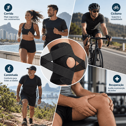 Kit Joelheira Ortopédica de Compressão Respirável MySteps StableKnee® com Hastes Metálicas Laterais para Estabilização, Firmeza e Alívio de Dores nos Joelhos